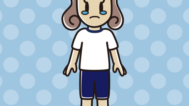 泣く体操着姿の女子大学生のイラスト【色、背景あり】PNG
