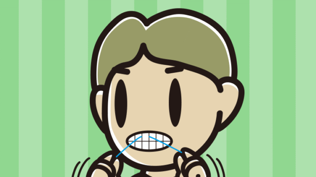 デンタルフロスを使う小学生男子のイラスト【色、背景あり】PNG