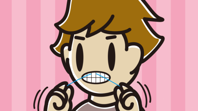 デンタルフロスを使う男子高校生のイラスト【色、背景あり】PNG