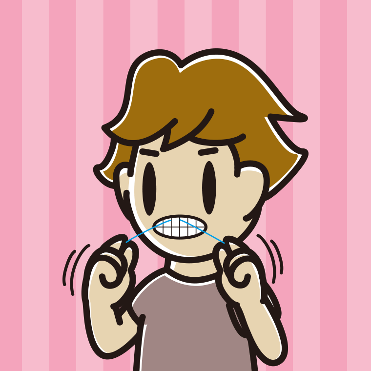 デンタルフロスを使う男子高校生のイラスト【色、背景あり】PNG