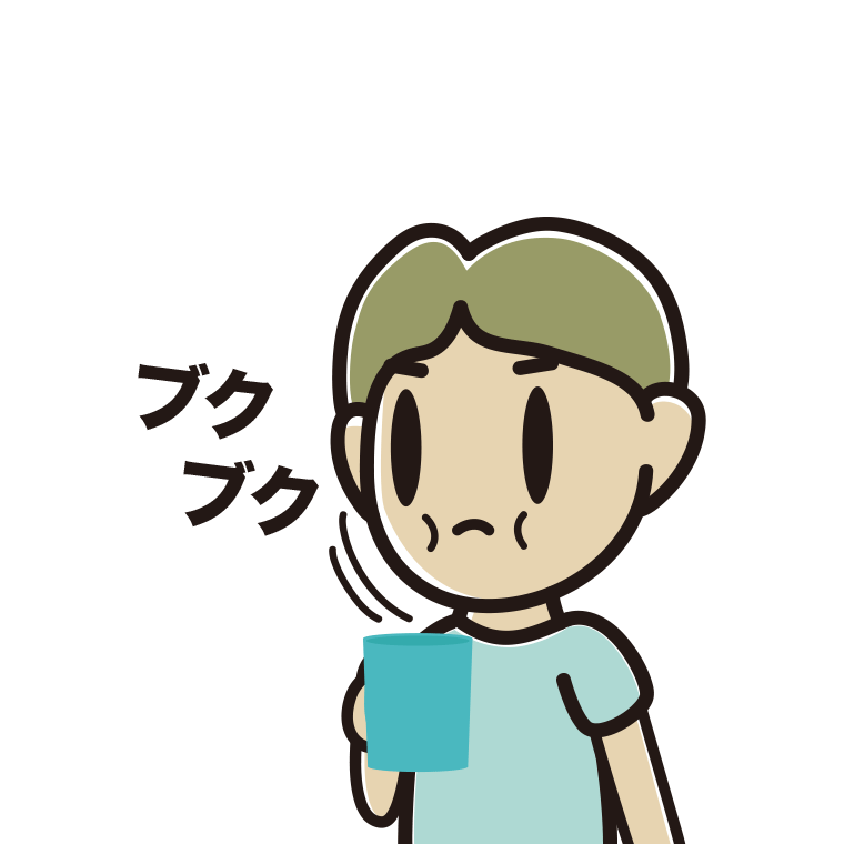 ブクブクうがいをする小学生男子のイラスト【色あり、背景なし】透過PNG