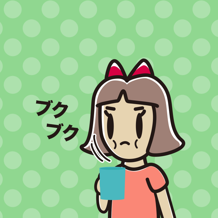 ブクブクうがいをする小学生女子のイラスト【色、背景あり】PNG