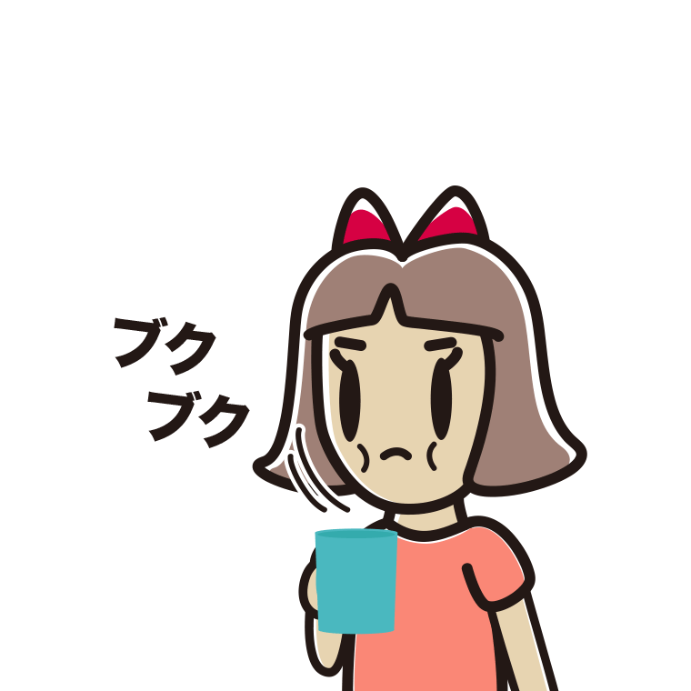 ブクブクうがいをする小学生女子のイラスト【色あり、背景なし】透過PNG