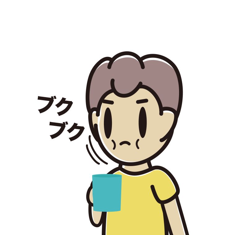 ブクブクうがいをする男子中学生のイラスト【色あり、背景なし】透過PNG