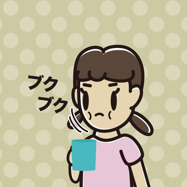 ブクブクうがいをする女子中学生のイラスト【色、背景あり】PNG