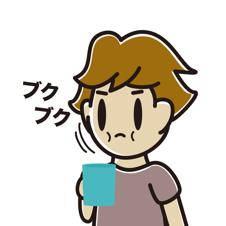 ブクブクうがいをする男子高校生のイラスト【色あり、背景なし】透過PNG