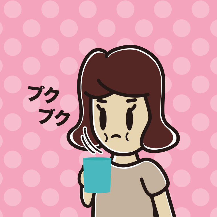 ブクブクうがいをする女子高校生のイラスト【色、背景あり】PNG