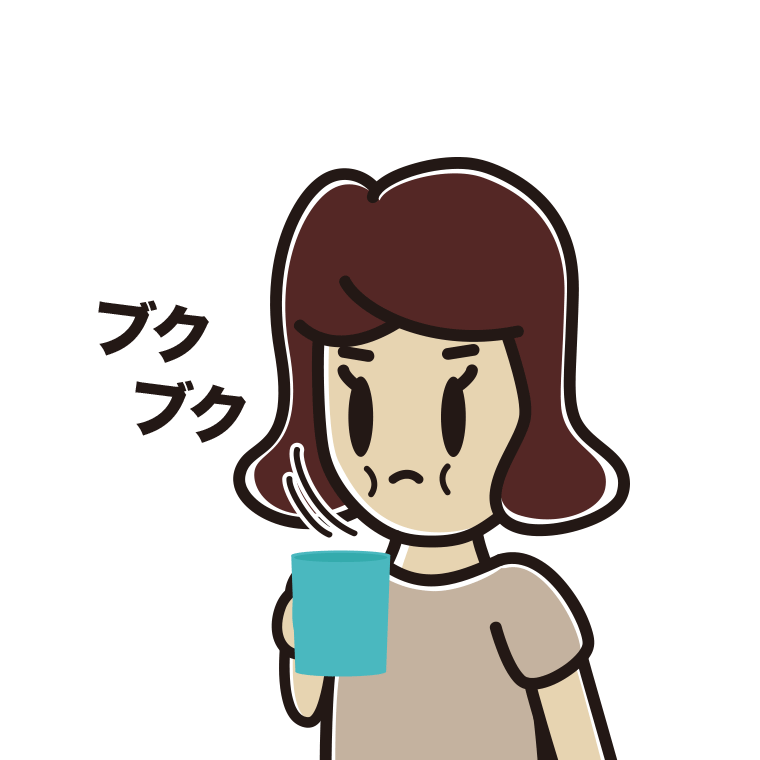 ブクブクうがいをする女子高校生のイラスト【色あり、背景なし】透過PNG