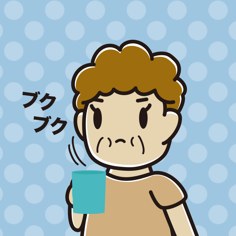 ブクブクうがいをするおばさんのイラスト【色、背景あり】PNG