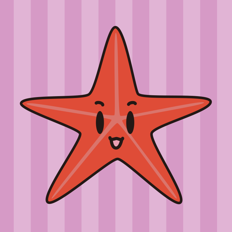 かわいいヒトデちゃんのイラスト【色、背景あり】PNG