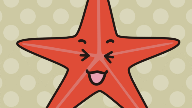 笑うヒトデちゃんのイラスト【色、背景あり】PNG