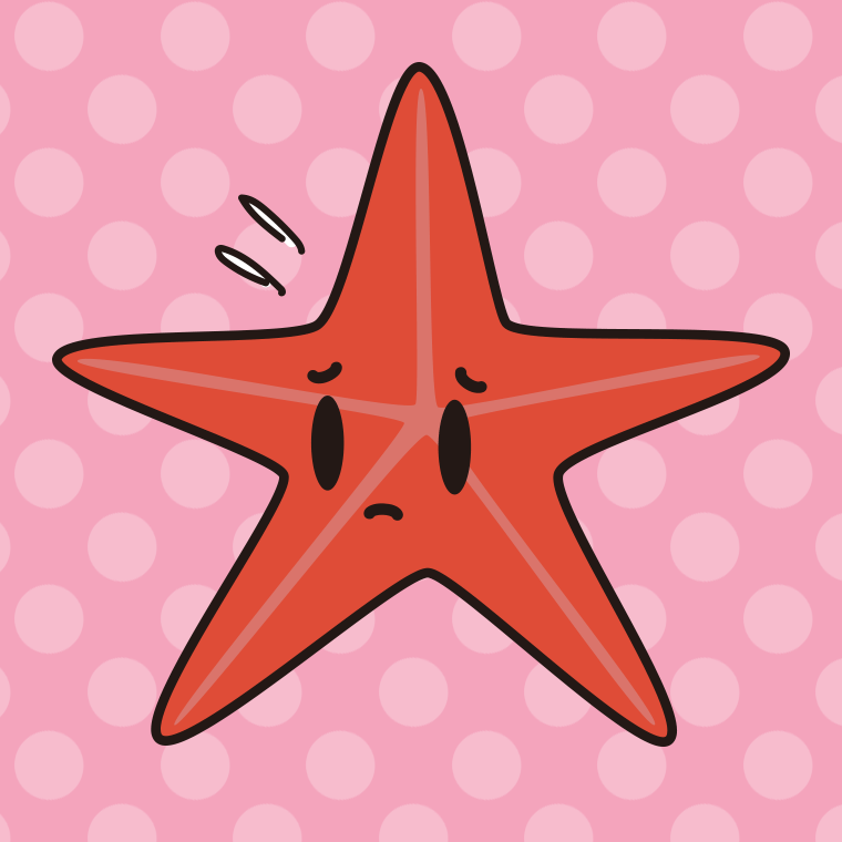 困るヒトデちゃんのイラスト【色、背景あり】PNG