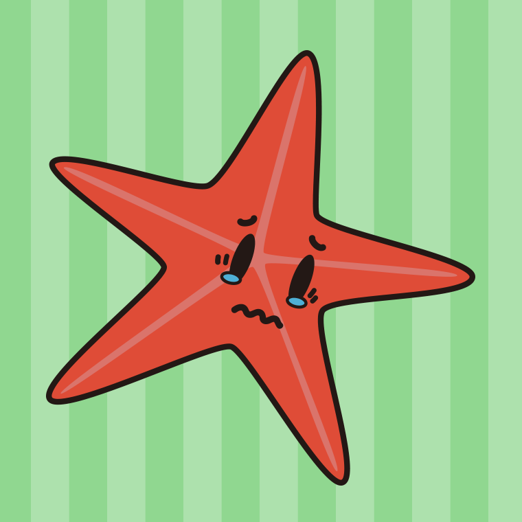 泣くヒトデちゃんのイラスト【色、背景あり】PNG