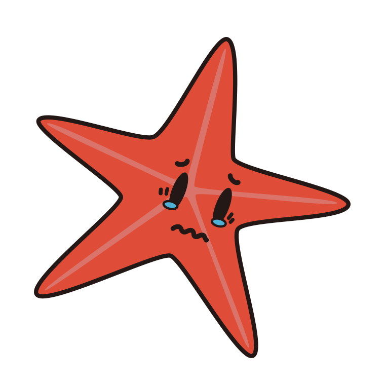 泣くヒトデちゃんのイラスト【色あり、背景なし】透過PNG