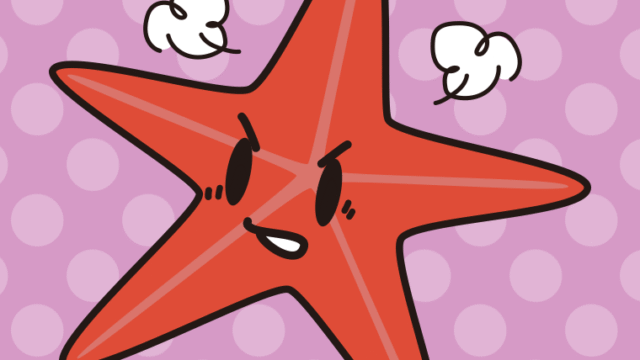 怒るヒトデちゃんのイラスト【色、背景あり】PNG