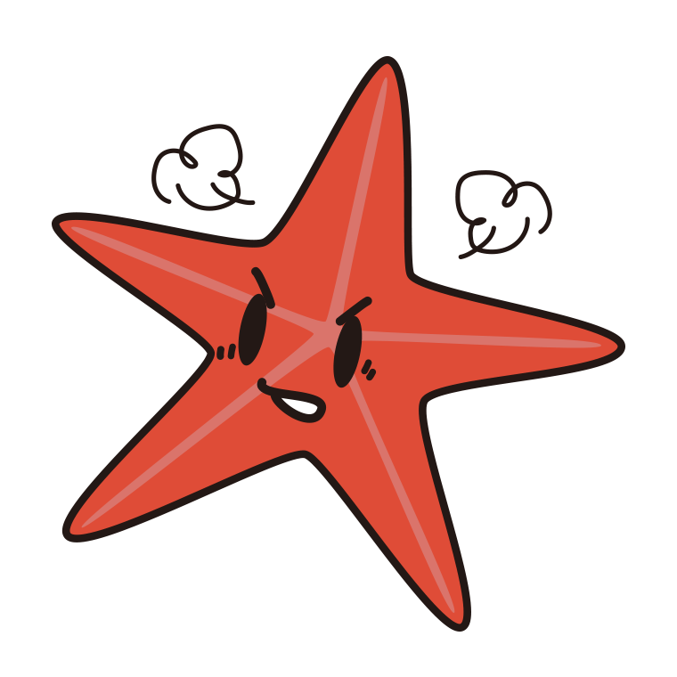 怒るヒトデちゃんのイラスト【色あり、背景なし】透過PNG