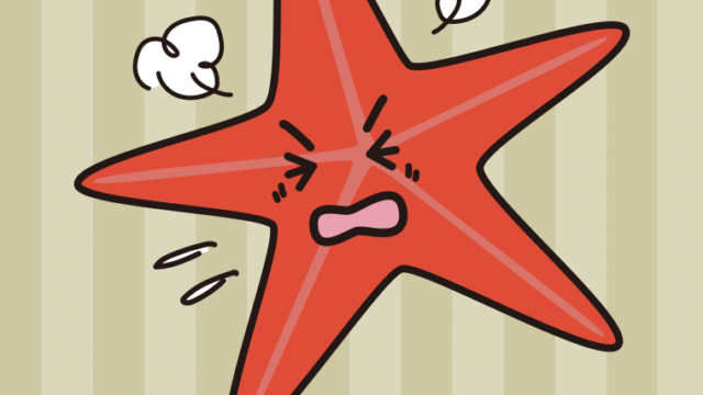 カンカンに怒るヒトデちゃんのイラスト【色、背景あり】PNG