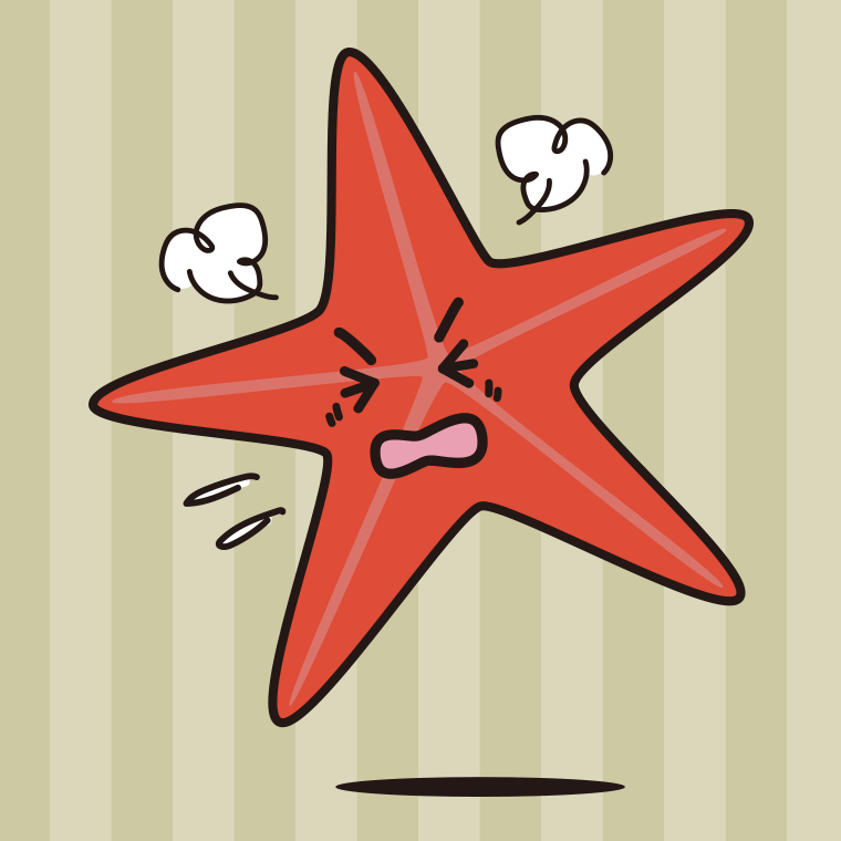 カンカンに怒るヒトデちゃんのイラスト【色、背景あり】PNG