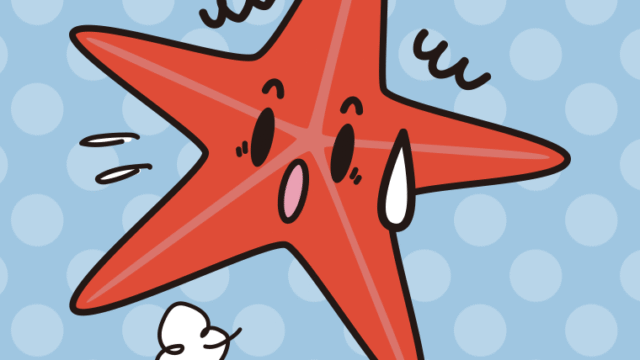 驚くヒトデちゃんのイラスト【色、背景あり】PNG