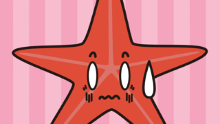 ショックを受けるヒトデちゃんのイラスト【色、背景あり】PNG