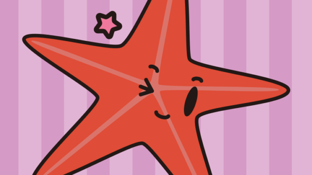 ウインクするヒトデちゃんのイラスト【色、背景あり】PNG