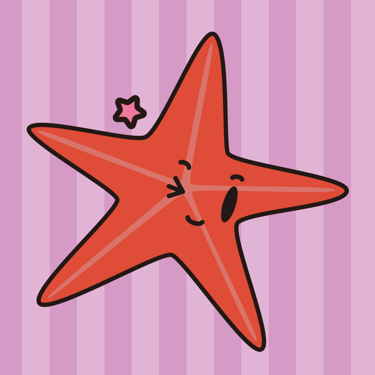 ウインクするヒトデちゃんのイラスト【色、背景あり】PNG