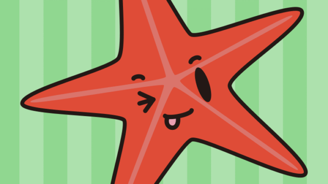 テヘペロなヒトデちゃんのイラスト【色、背景あり】PNG