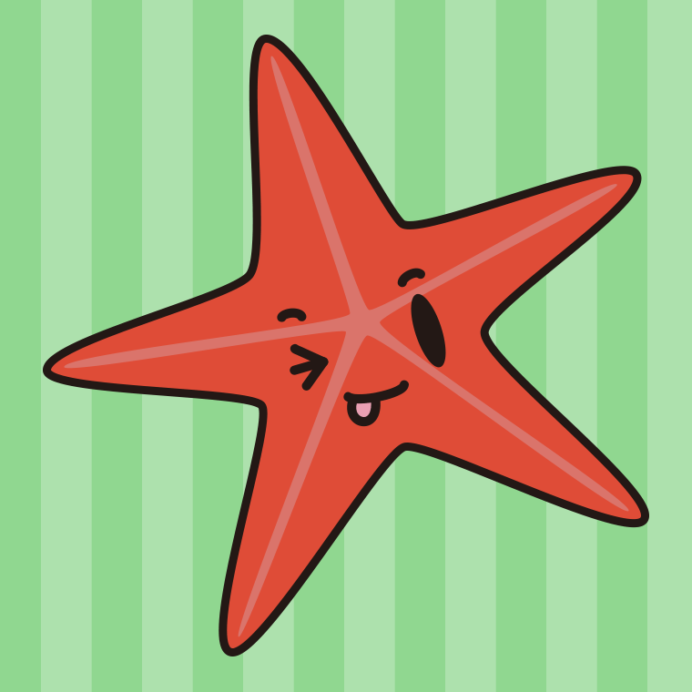 テヘペロなヒトデちゃんのイラスト【色、背景あり】PNG