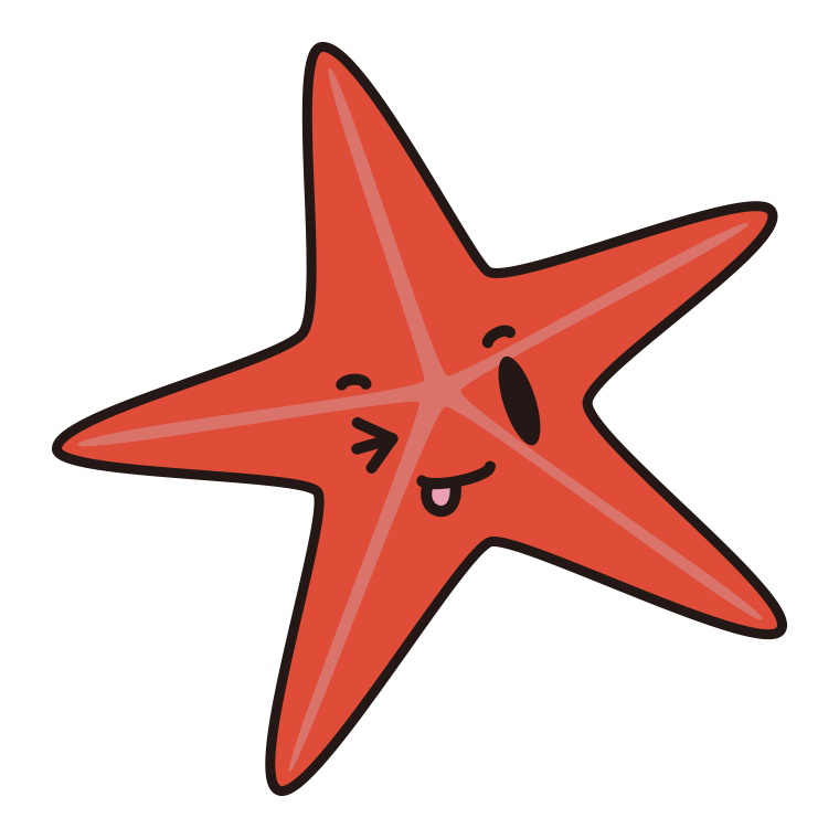 テヘペロなヒトデちゃんのイラスト【色あり、背景なし】透過PNG