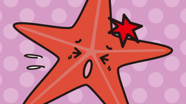 ぶつかるヒトデちゃんのイラスト【色、背景あり】PNG