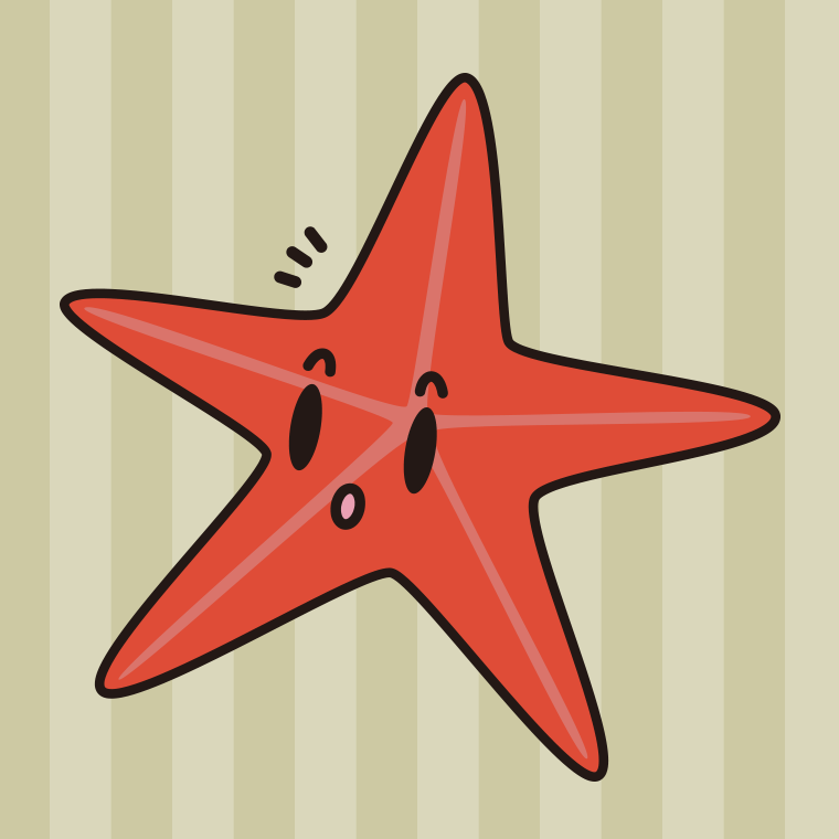 何かに気付くヒトデちゃんのイラスト【色、背景あり】PNG