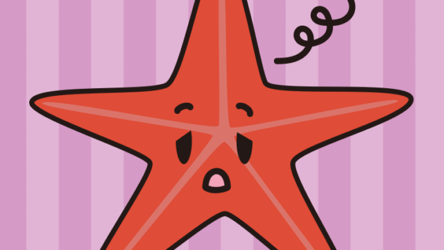 ぼーっとするヒトデちゃんのイラスト【色、背景あり】PNG