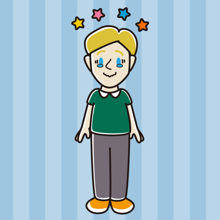 ジーンとする外国人男性のイラスト【色、背景あり】PNG