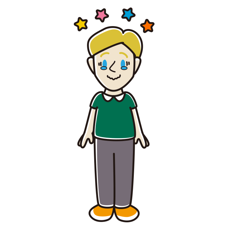 ジーンとする外国人男性のイラスト【色あり、背景なし】透過PNG