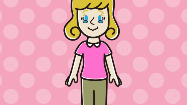 ジーンとする外国人女性のイラスト【色、背景あり】PNG