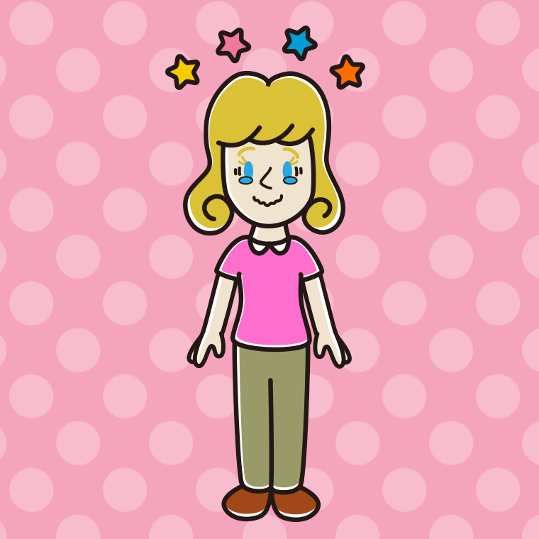 ジーンとする外国人女性のイラスト【色、背景あり】PNG