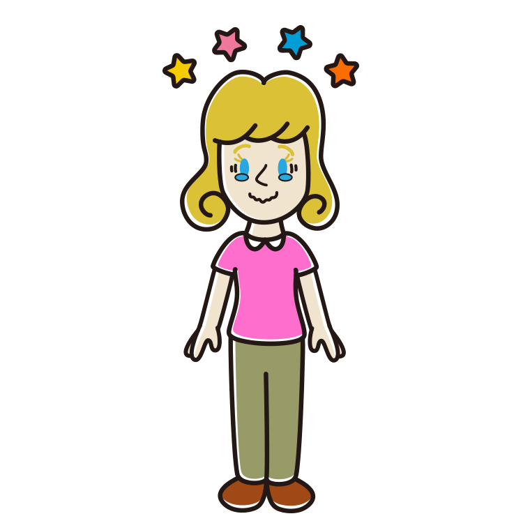 ジーンとする外国人女性のイラスト【色あり、背景なし】透過PNG