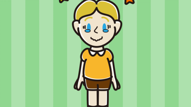 ジーンとする外国人の男の子のイラスト【色、背景あり】PNG