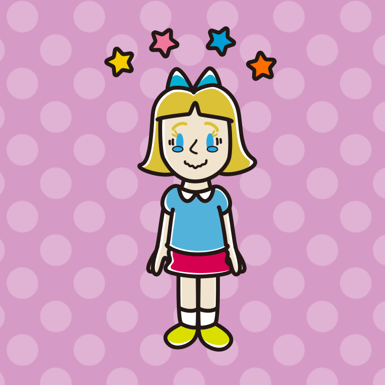 ジーンとする外国人の女の子のイラスト【色、背景あり】PNG