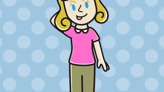 テヘヘな外国人女性のイラスト【色、背景あり】PNG