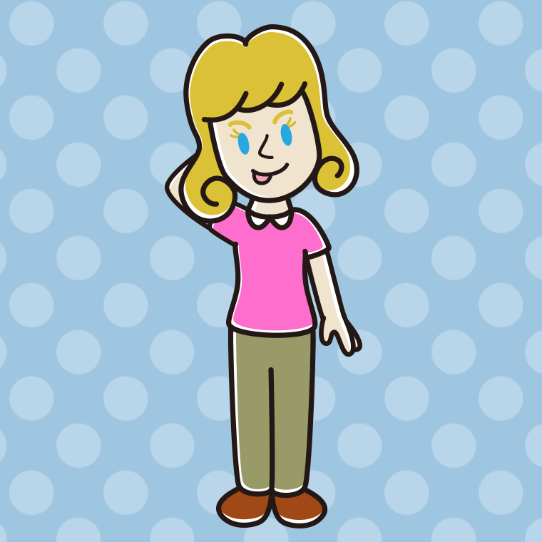 テヘヘな外国人女性のイラスト【色、背景あり】PNG