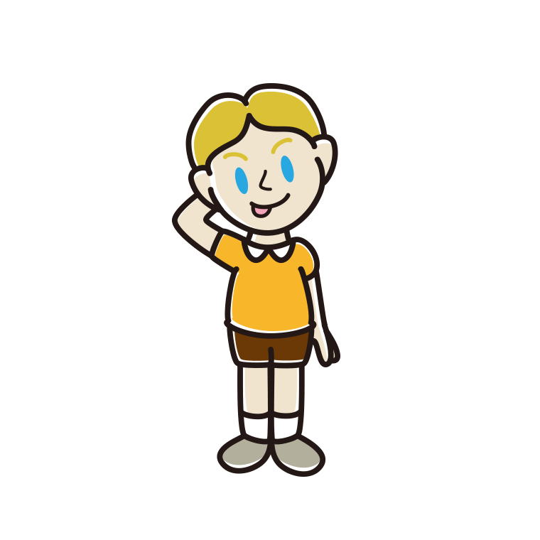 テヘヘな外国人の男の子のイラスト【色あり、背景なし】透過PNG