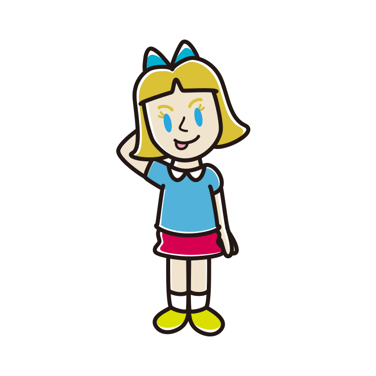 テヘヘな外国人の女の子のイラスト【色あり、背景なし】透過PNG