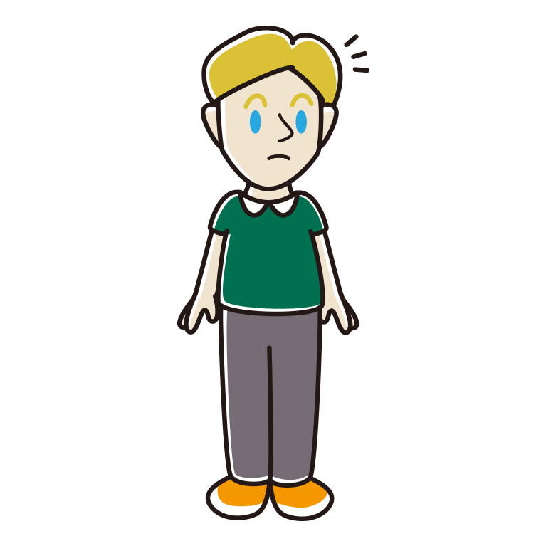 何かに気付く外国人男性のイラスト【色あり、背景なし】透過PNG