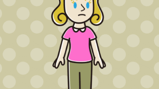 何かに気付く外国人女性のイラスト【色、背景あり】PNG