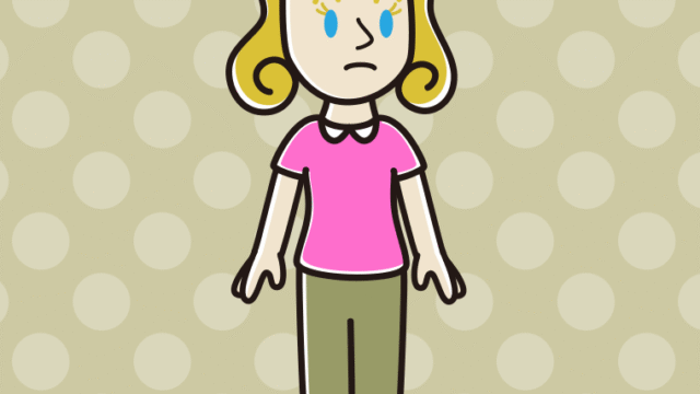 何かに気付く外国人女性のイラスト【色、背景あり】PNG