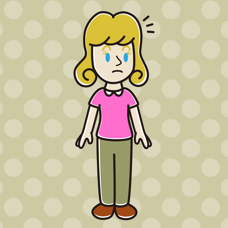 何かに気付く外国人女性のイラスト【色、背景あり】PNG