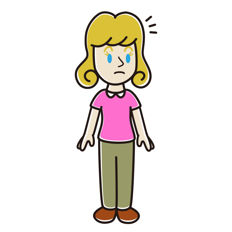 何かに気付く外国人女性のイラスト【色あり、背景なし】透過PNG