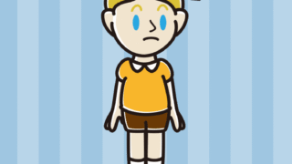 何かに気付く外国人の男の子のイラスト【色、背景あり】PNG