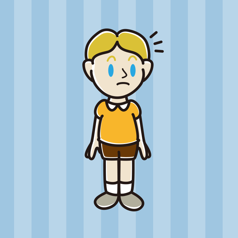 何かに気付く外国人の男の子のイラスト【色、背景あり】PNG